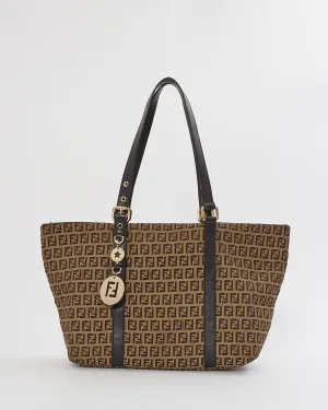 Fendi Brown Zucchino Canvas Top Handle Tote
