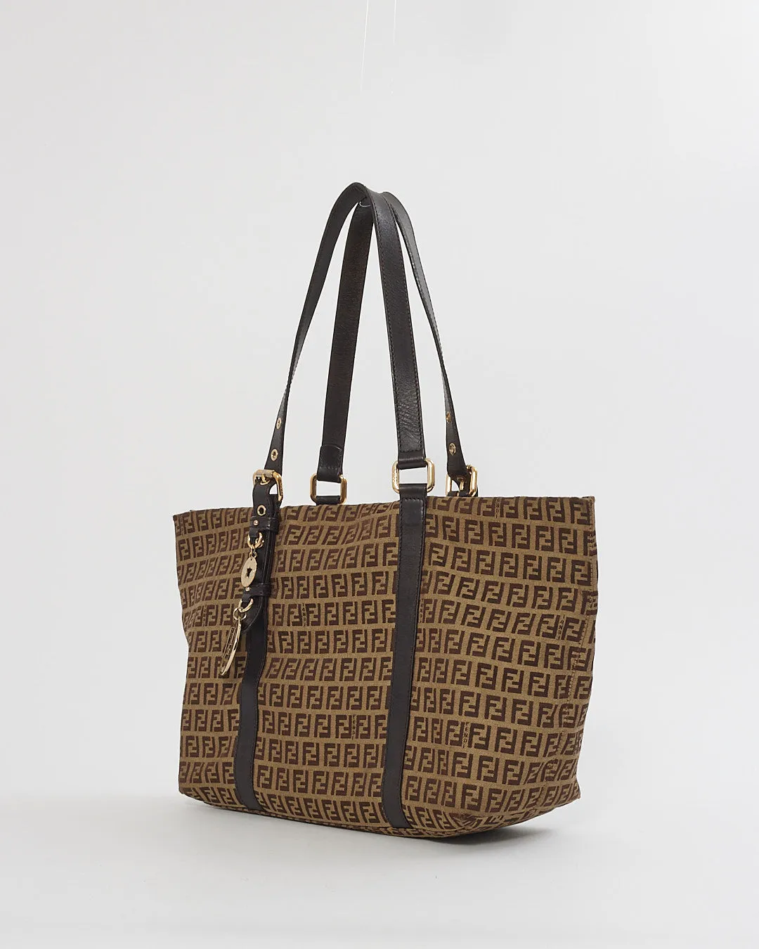 Fendi Brown Zucchino Canvas Top Handle Tote