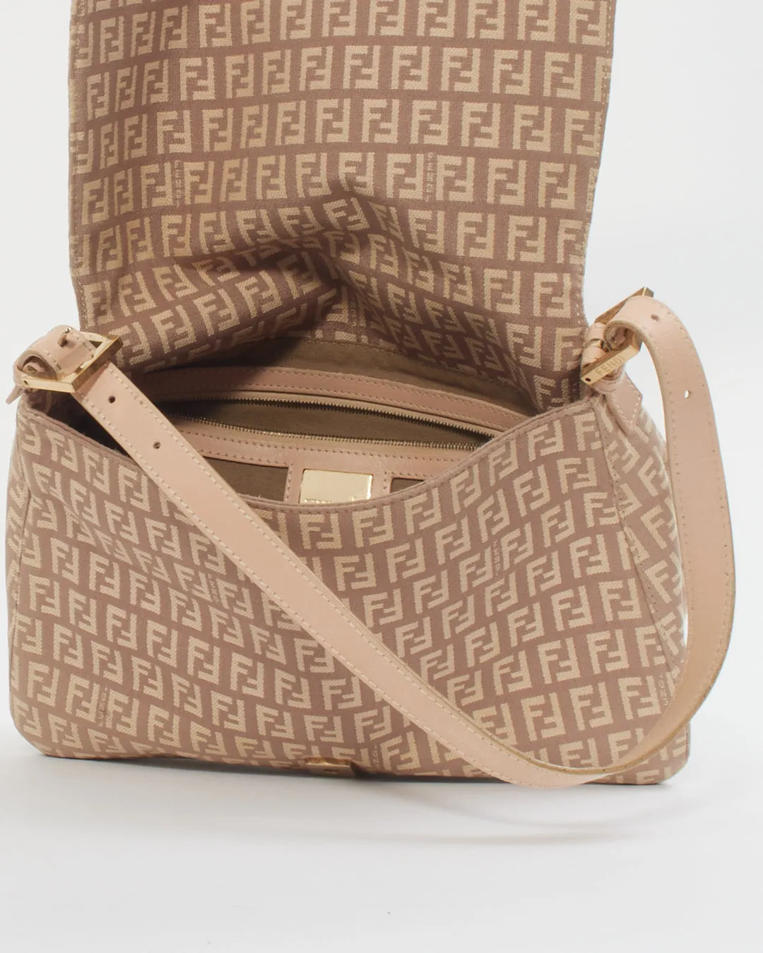 Fendi Purple/Cream Zucchino Print Canvas Mama Forever Baguette Bag