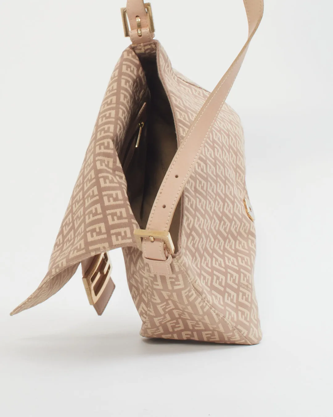 Fendi Purple/Cream Zucchino Print Canvas Mama Forever Baguette Bag