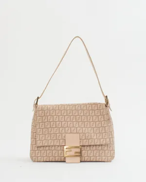 Fendi Purple/Cream Zucchino Print Canvas Mama Forever Baguette Bag