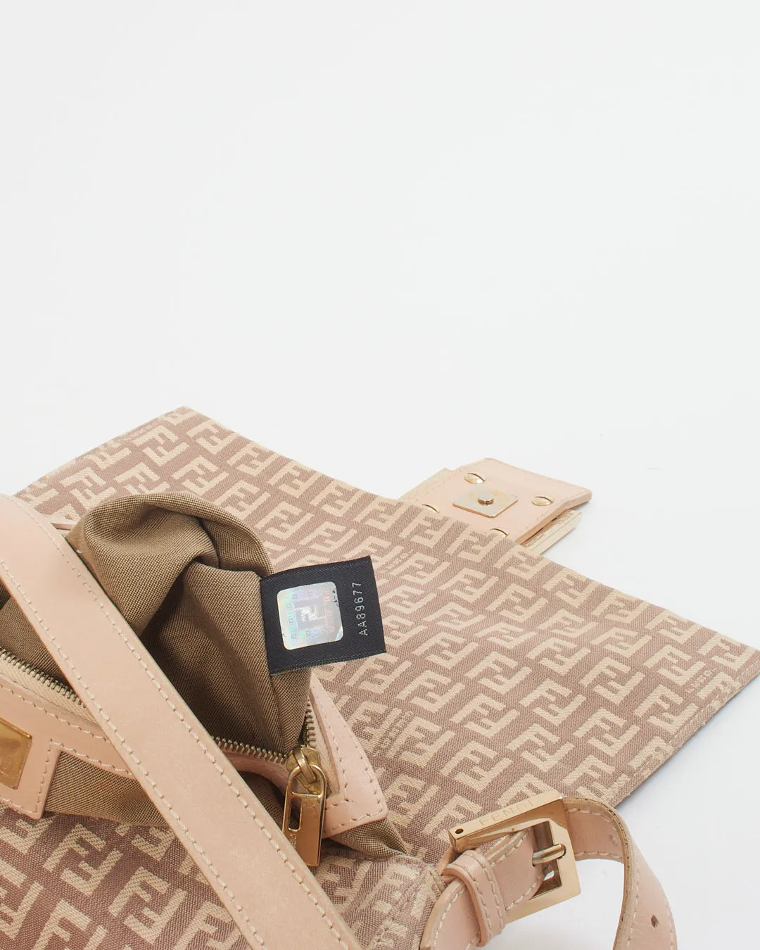 Fendi Purple/Cream Zucchino Print Canvas Mama Forever Baguette Bag