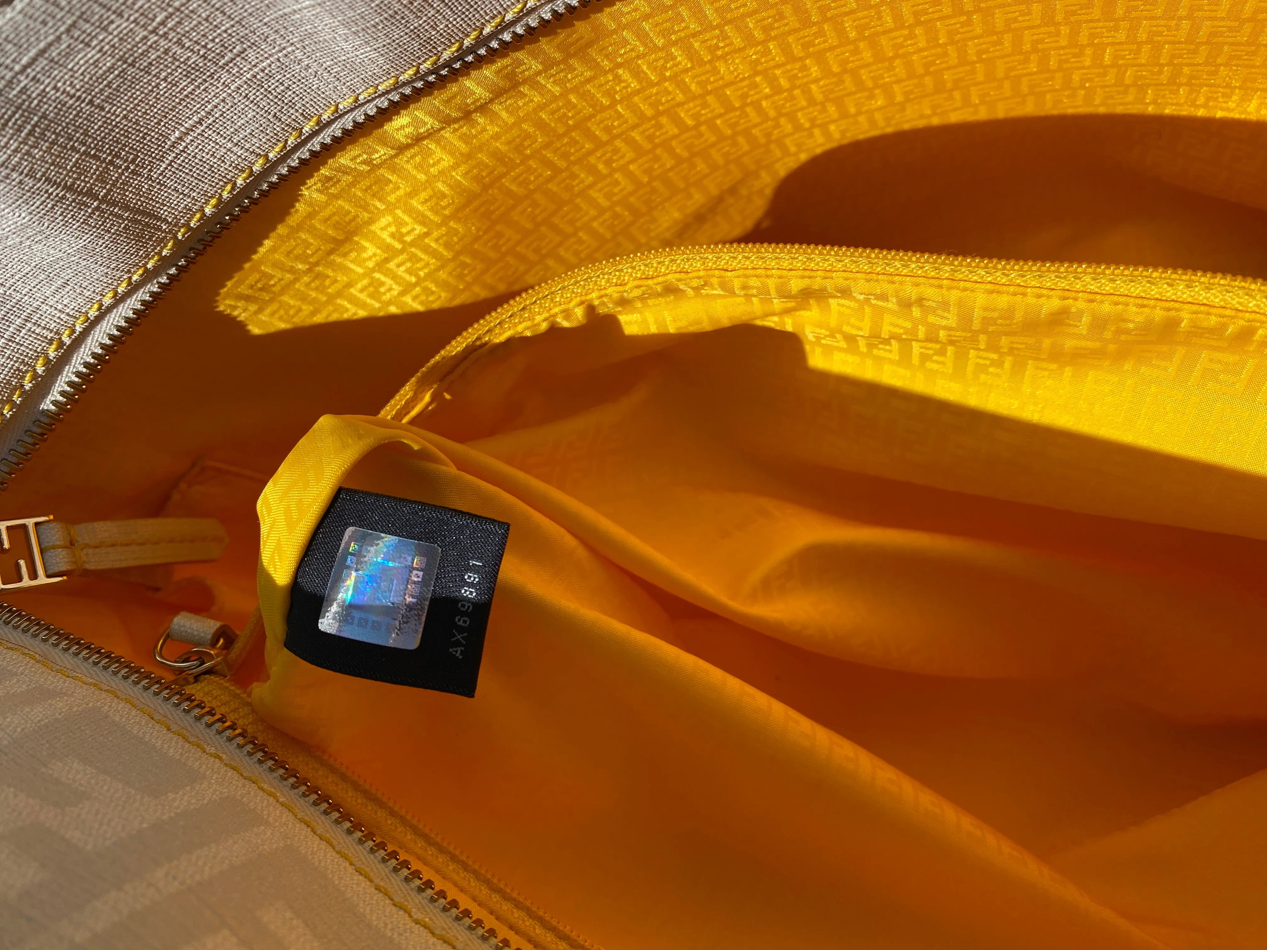 Fendi Small Roll Zucca White Coated Canvas Tote Bag