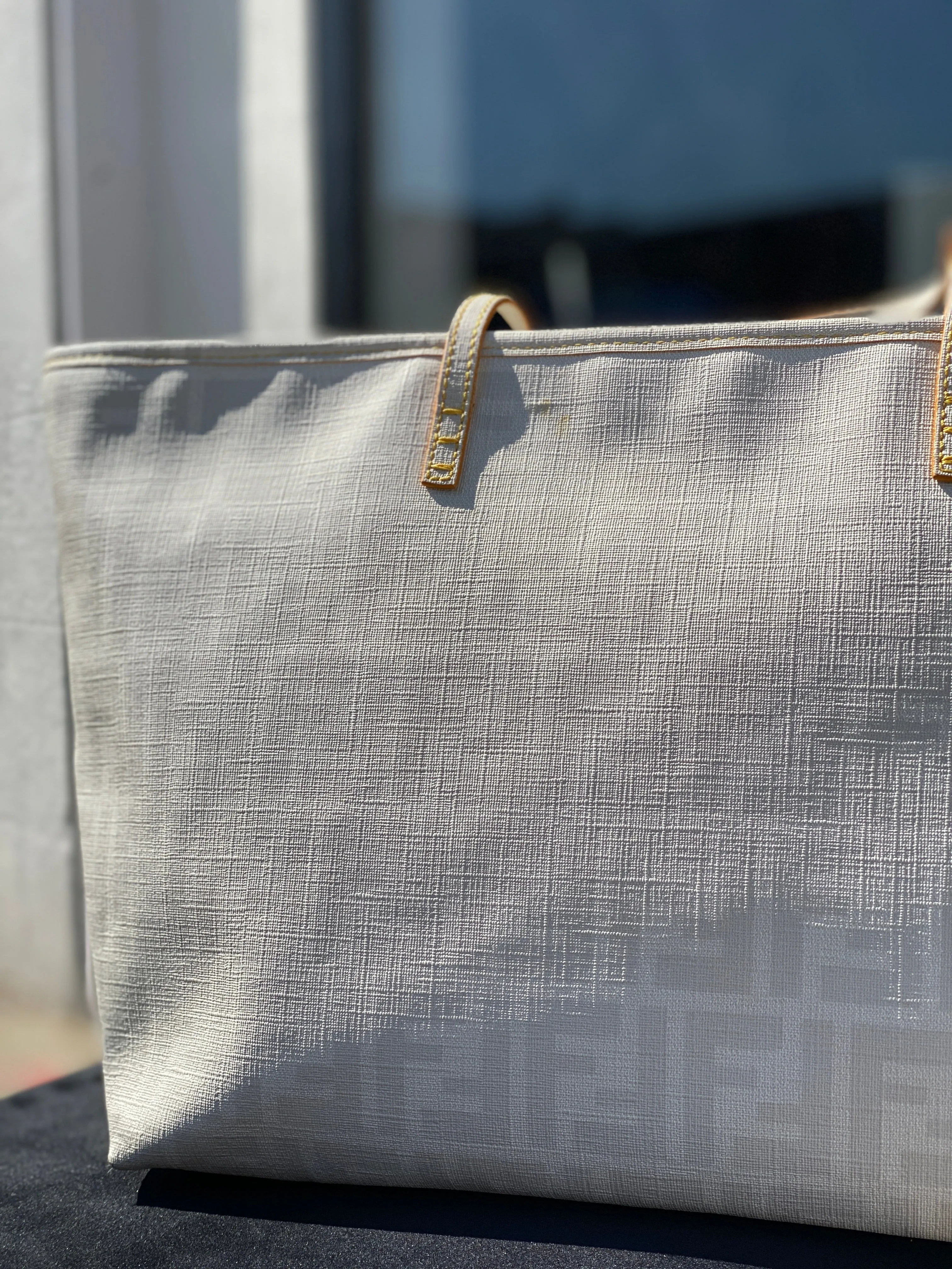 Fendi Small Roll Zucca White Coated Canvas Tote Bag