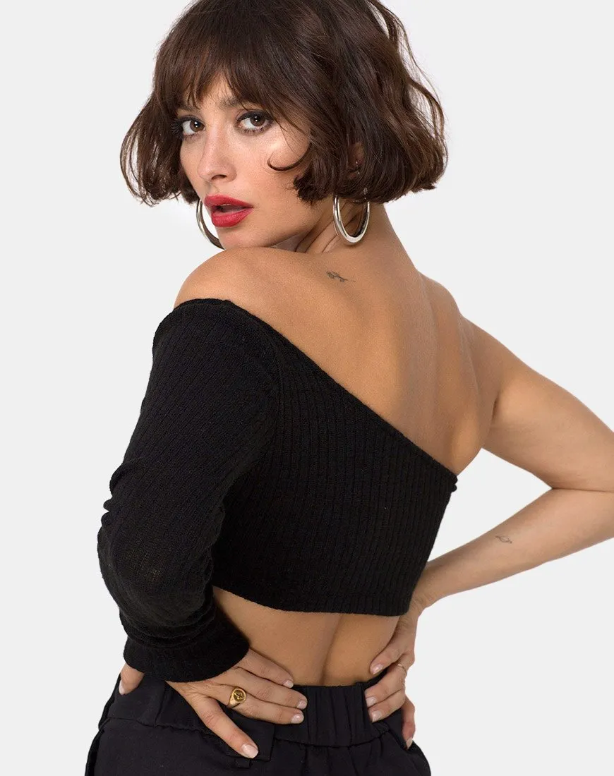 Fiax Top in Rib Black