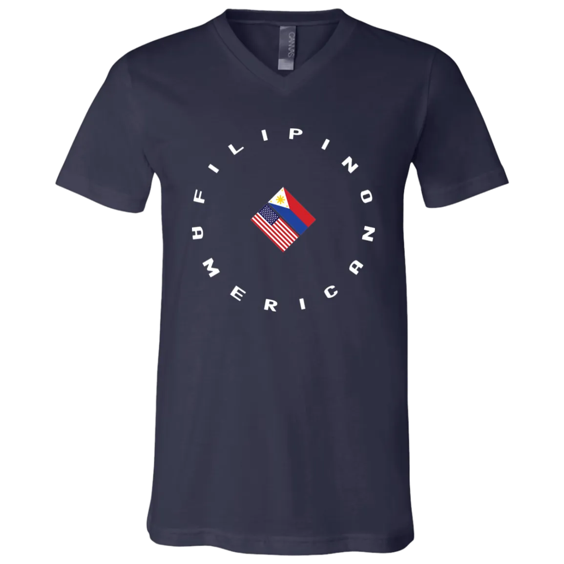 Filpino American in Circle Flags Unisex Jersey V-Neck T-Shirt
