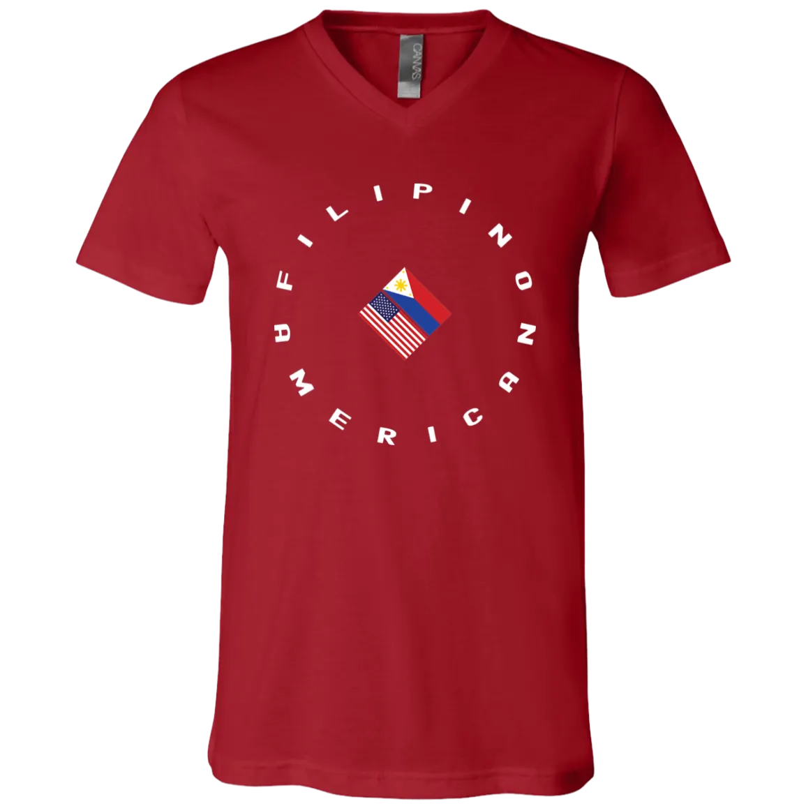 Filpino American in Circle Flags Unisex Jersey V-Neck T-Shirt