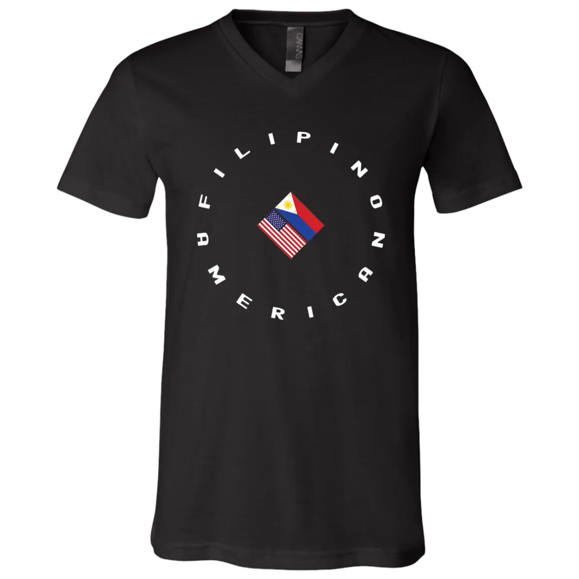 Filpino American in Circle Flags Unisex Jersey V-Neck T-Shirt