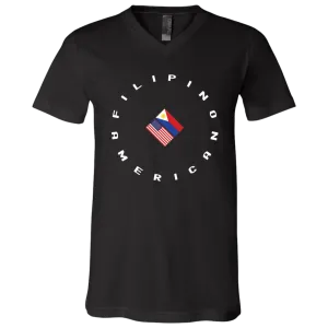 Filpino American in Circle Flags Unisex Jersey V-Neck T-Shirt