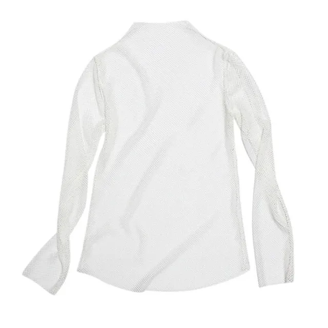 Fishnet High Neck Long Sleeve Top