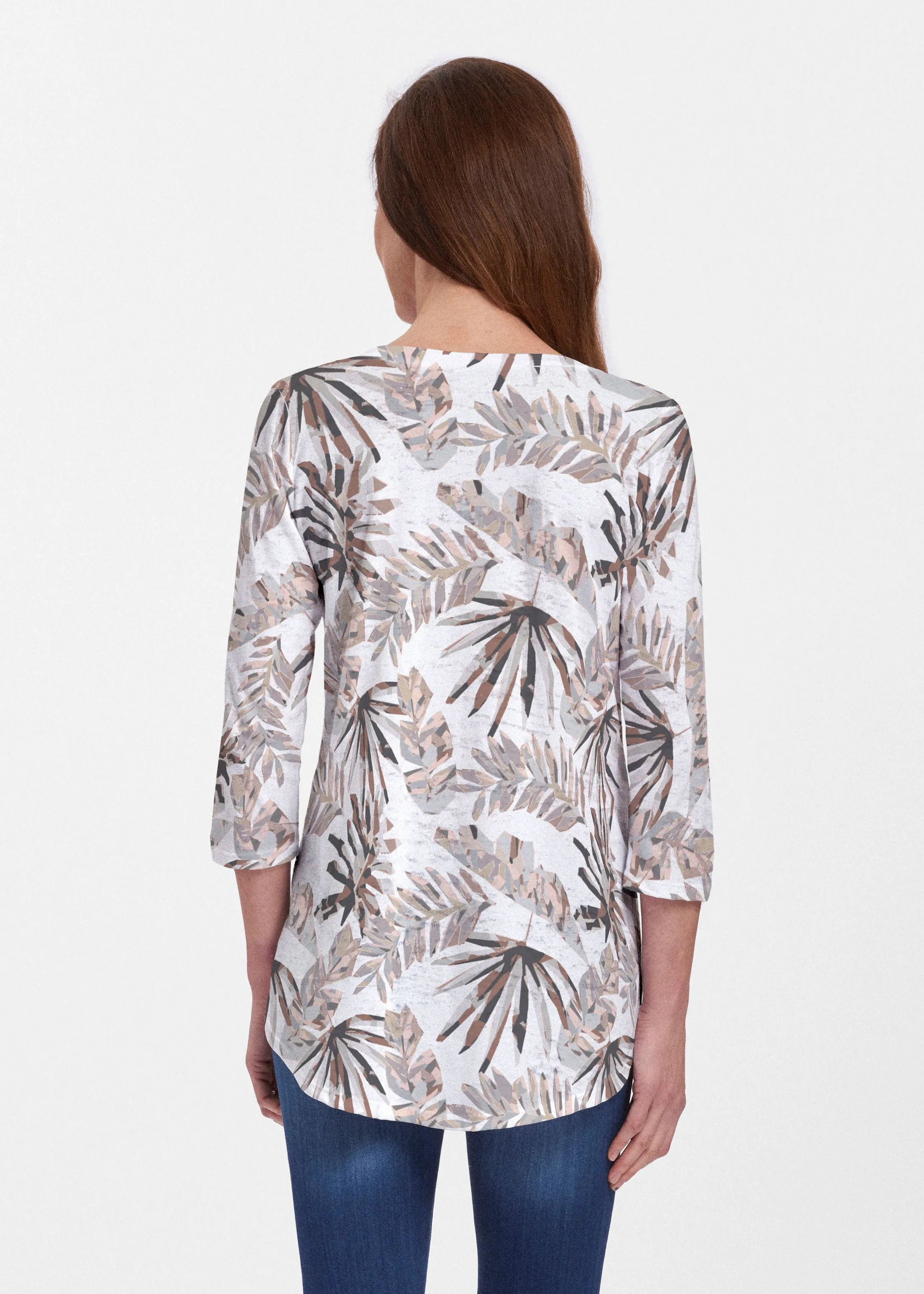 Flat Tropical Neutral (7625) ~ Signature V-neck Flowy Tunic