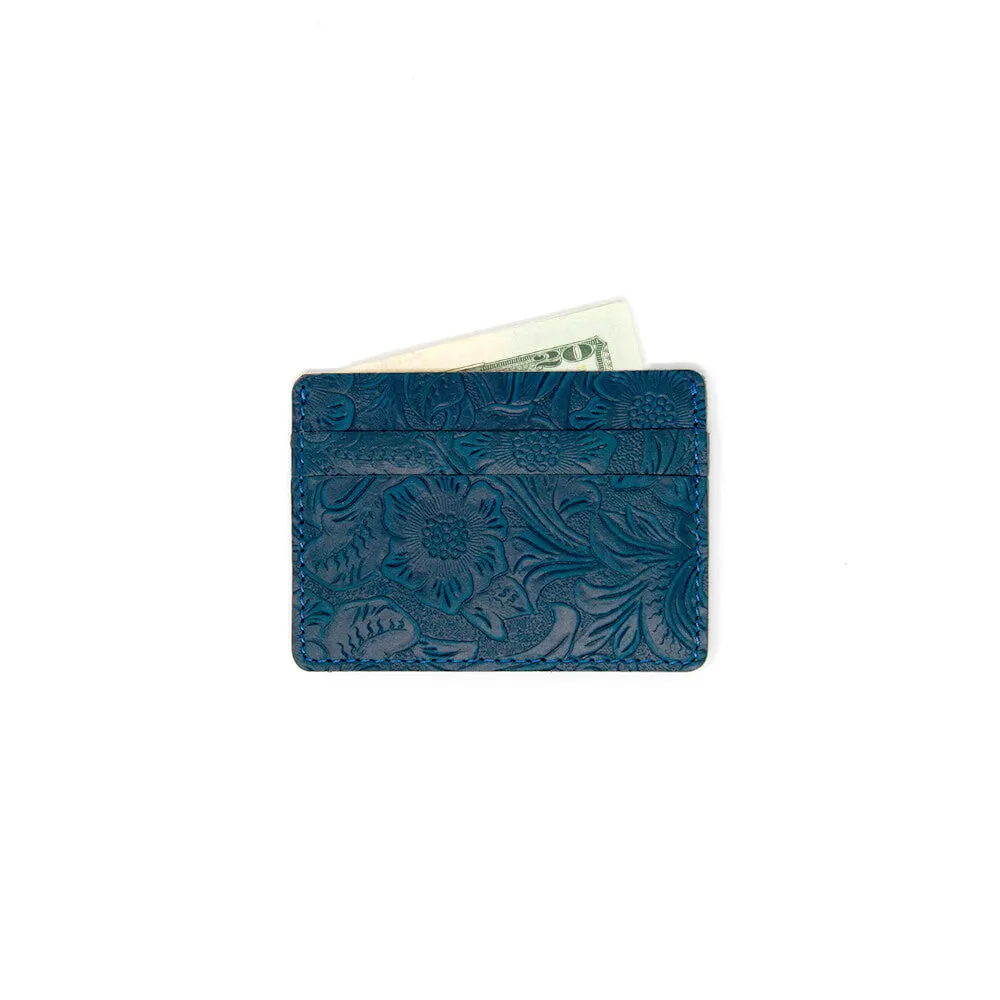 Floral Blue Men's Slim Leather Wallet
