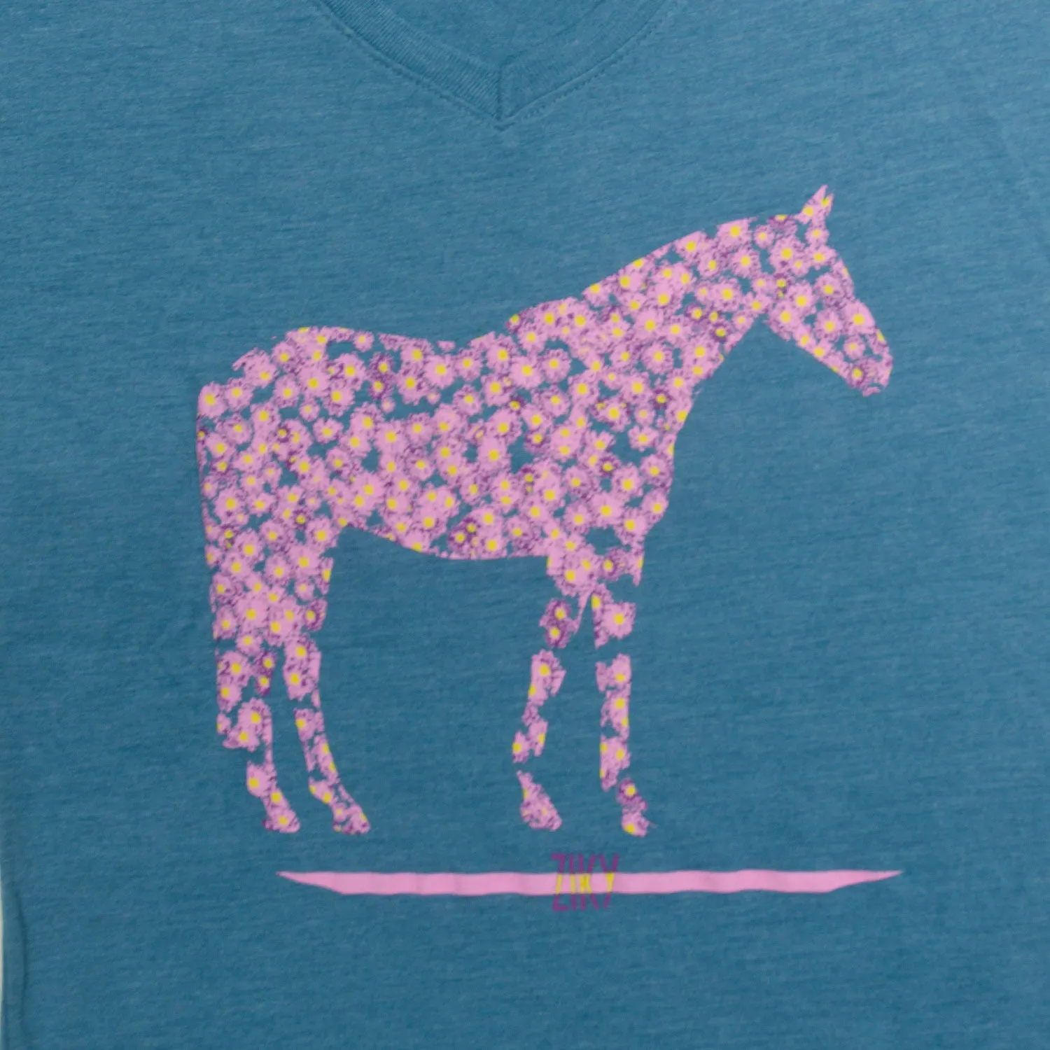 Flower Horse Shirt Teal