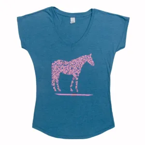 Flower Horse Shirt Teal