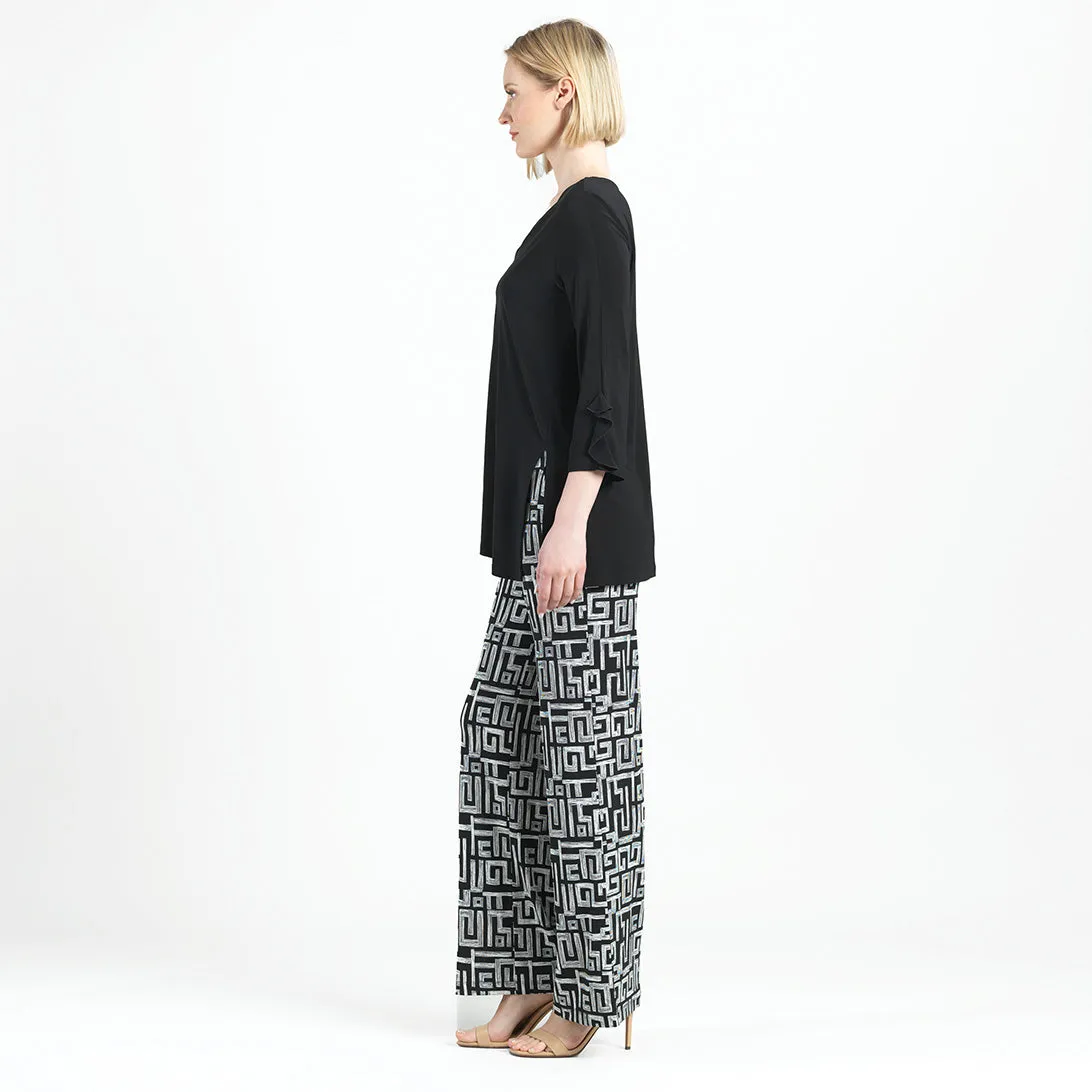 Flutter Cuff Side Vent Tunic - Black - Final Sale!