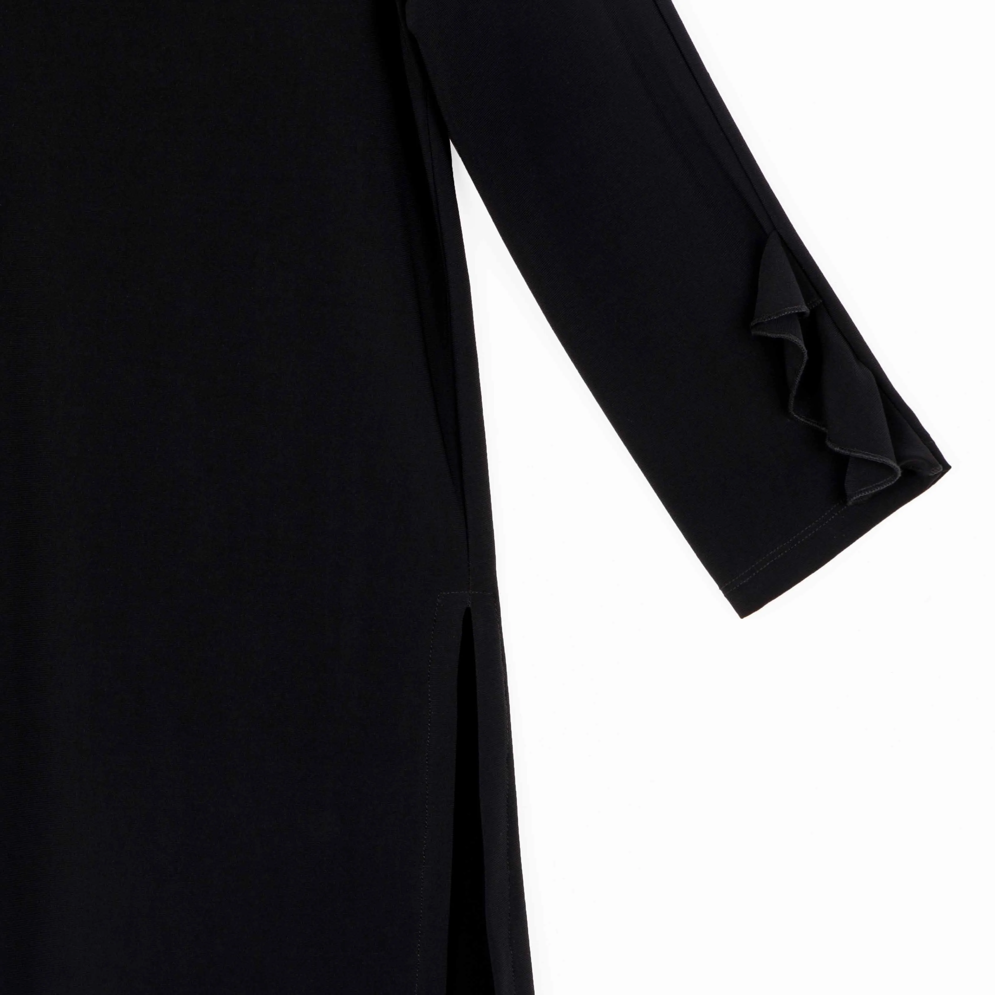 Flutter Cuff Side Vent Tunic - Black - Final Sale!