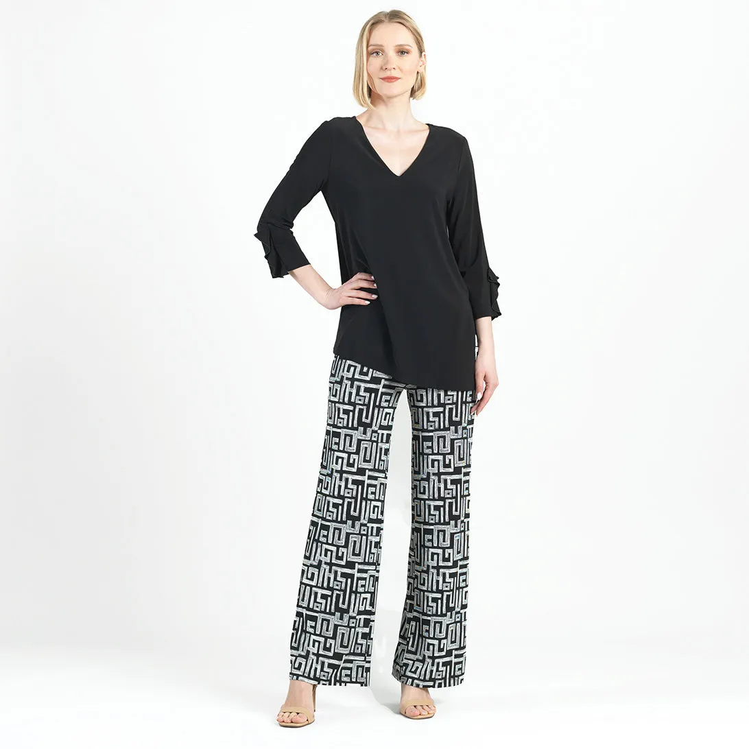 Flutter Cuff Side Vent Tunic - Black - Final Sale!