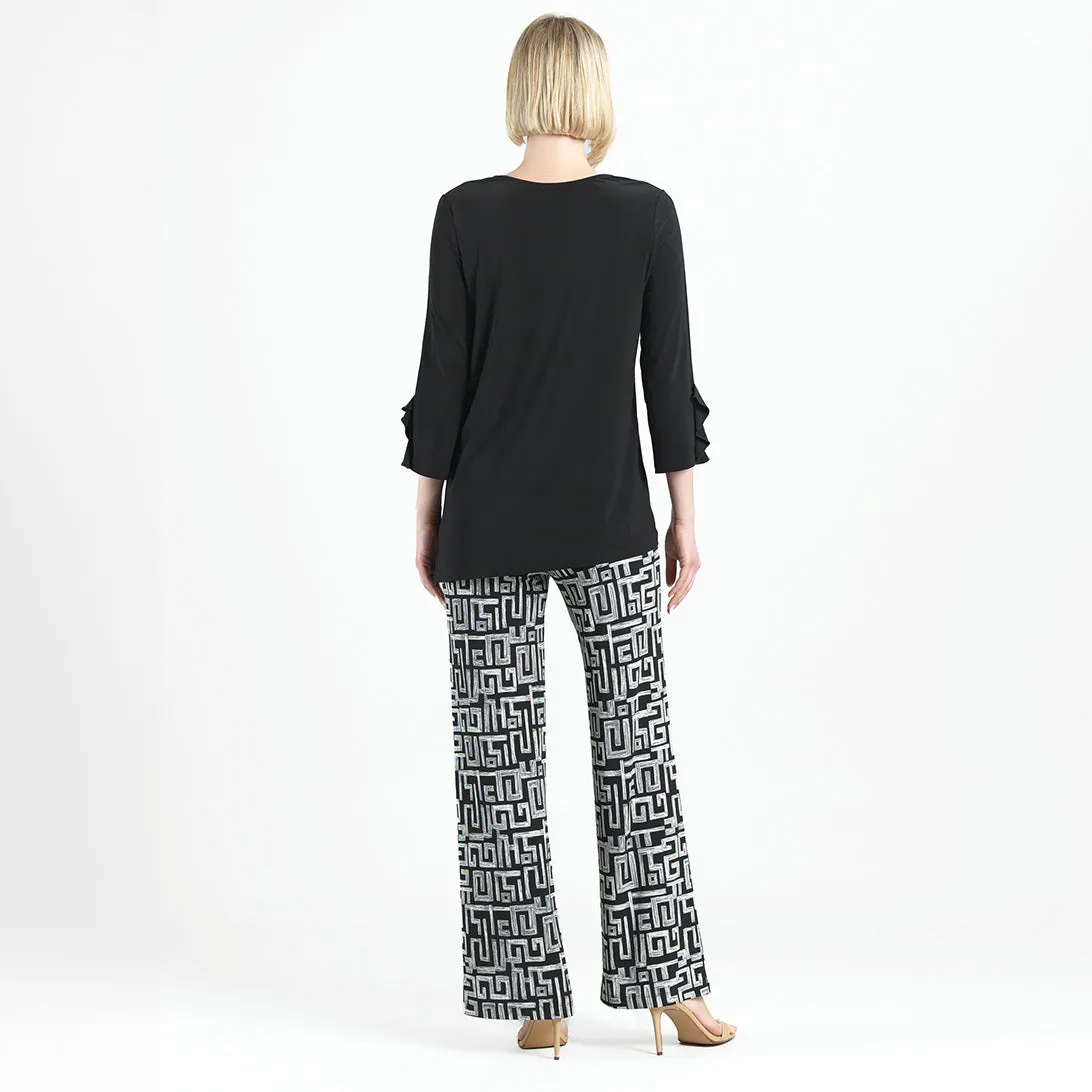 Flutter Cuff Side Vent Tunic - Black - Final Sale!