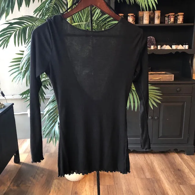 FREE PEOPLE DEEP V BACK TOP BLACK-