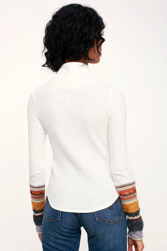 FREE PEOPLE MIXED CUFF TOP-