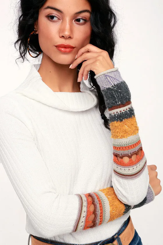 FREE PEOPLE MIXED CUFF TOP-