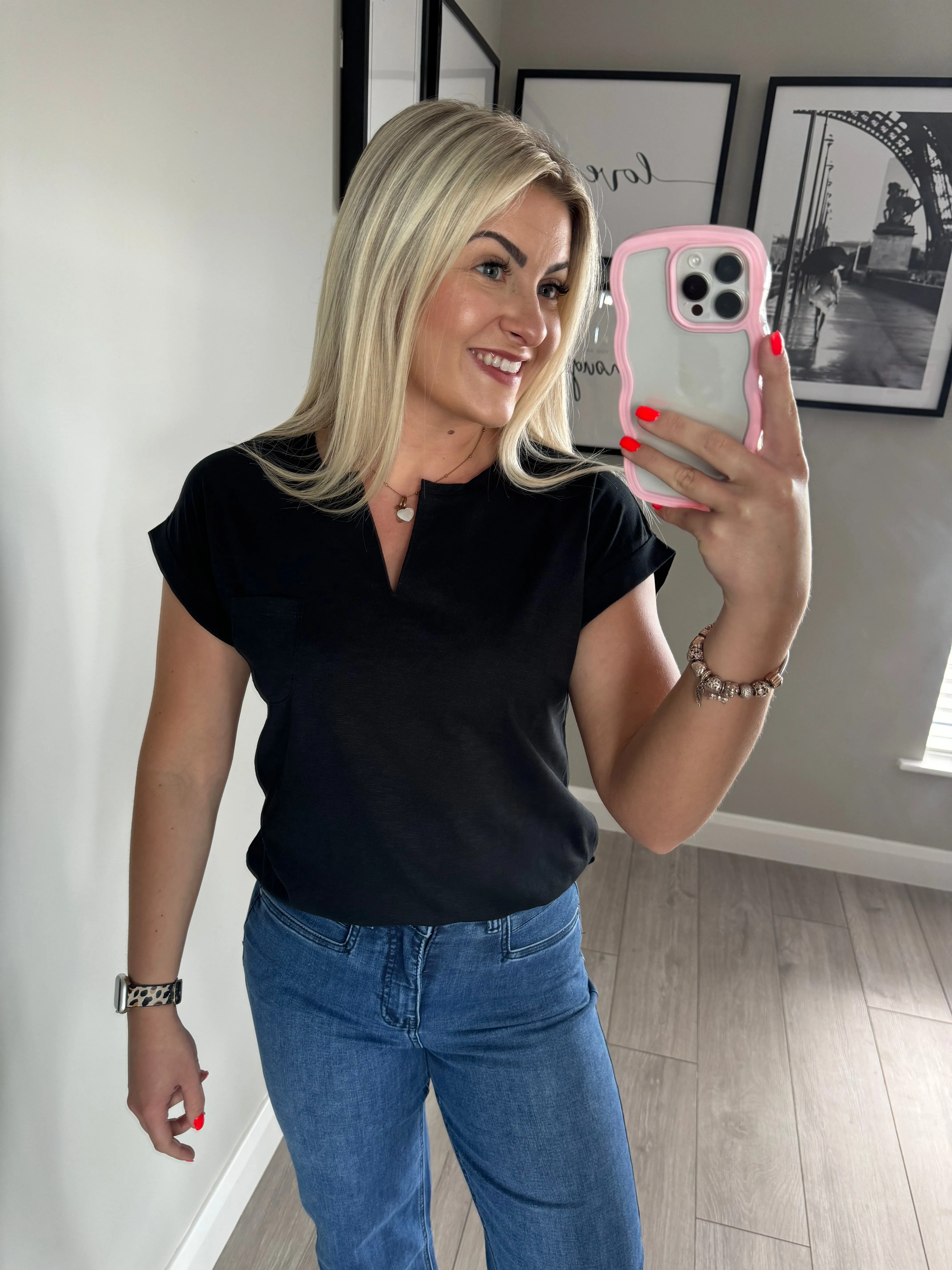Freequent Black Pocket T-Shirt