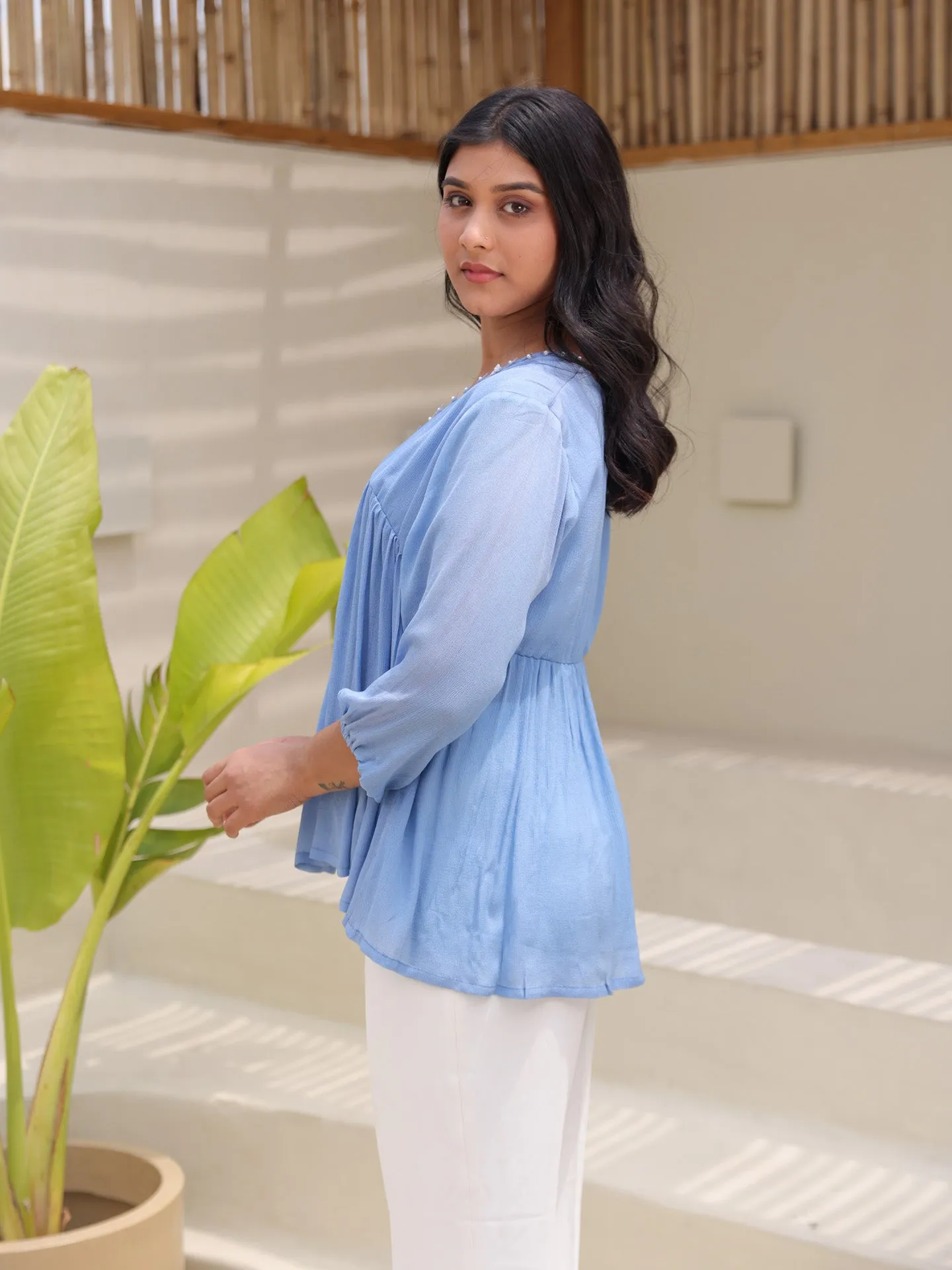 Freya Top - Powder Blue