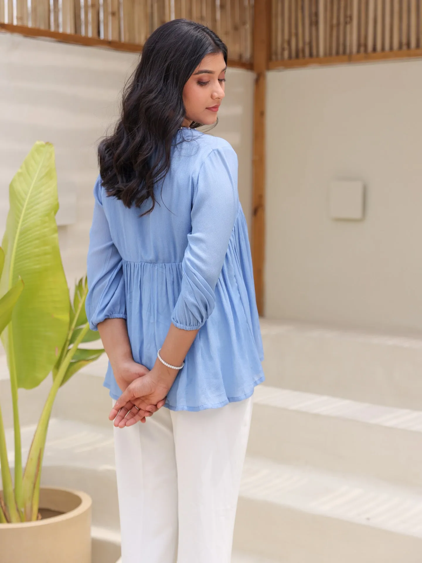 Freya Top - Powder Blue