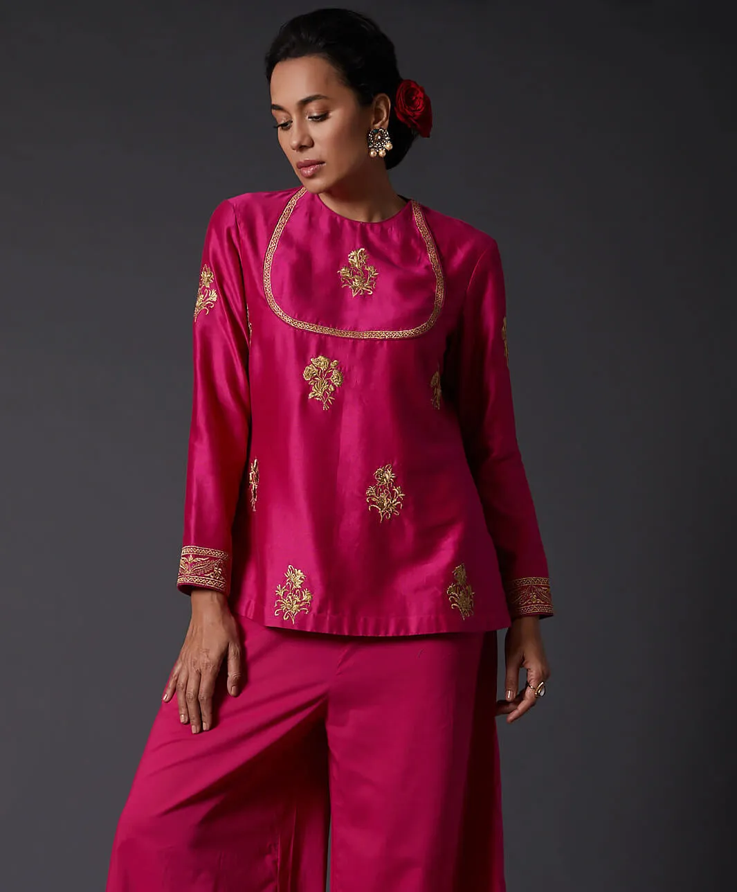 Fuchsia Embroidered Tunic