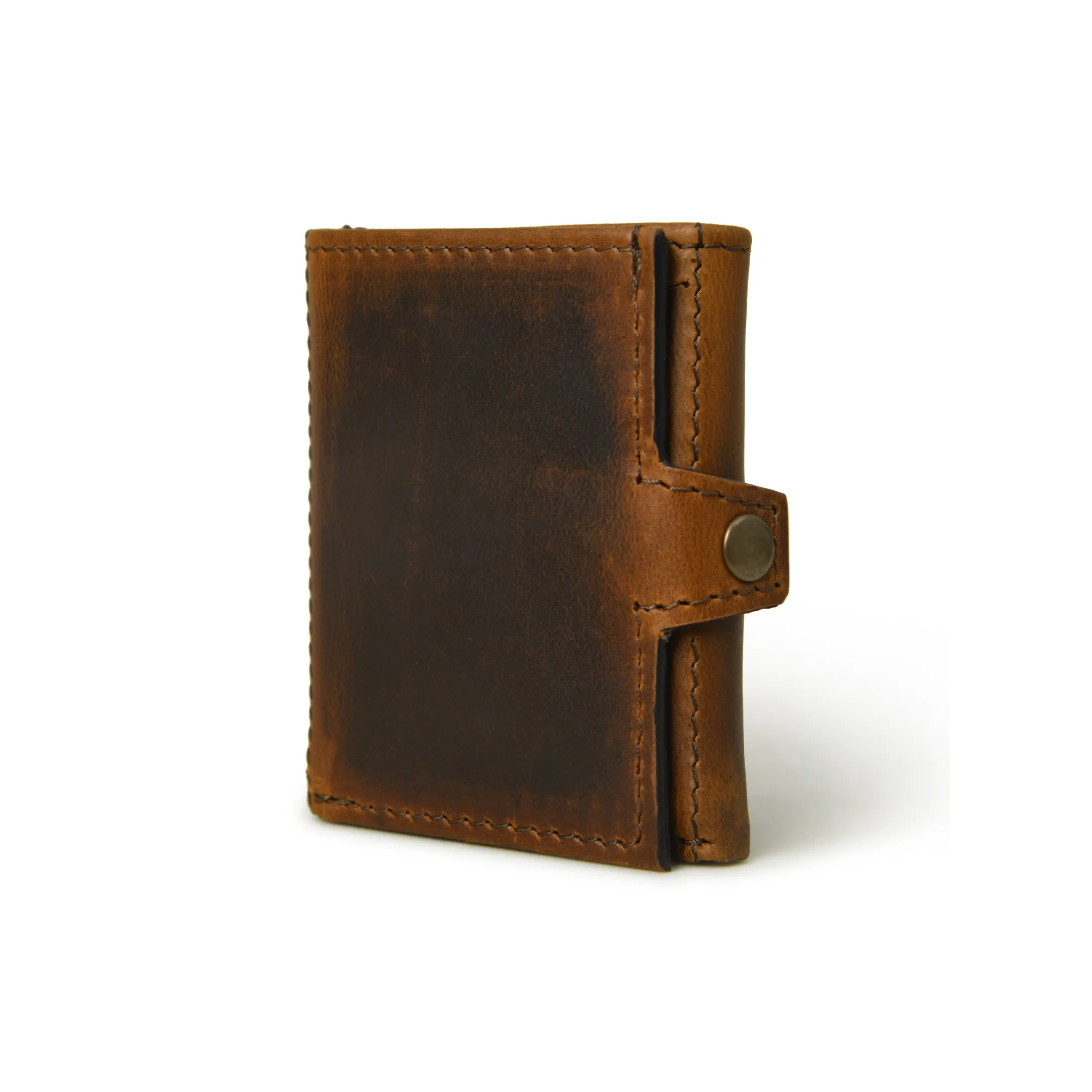 Full-Grain Leather Slim Trifold Wallet for Men with 6 Card Slots, Compartments for Cash, Secure Zipper & Snap Closure