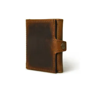 Full-Grain Leather Slim Trifold Wallet for Men with 6 Card Slots, Compartments for Cash, Secure Zipper & Snap Closure