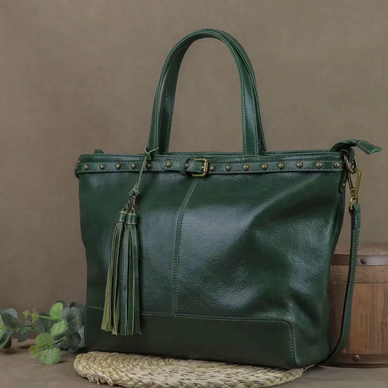 Full Grain Leather Tote Bag Handmade Leather Bag Everyday Bag Vintage Women Leather Shoulder Bag Handbag