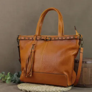 Full Grain Leather Tote Bag Handmade Leather Bag Everyday Bag Vintage Women Leather Shoulder Bag Handbag