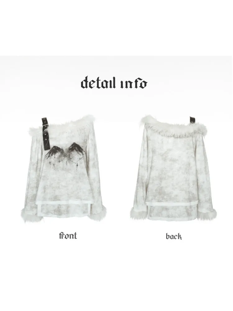 Fur Suspender Off-Shoulder Punk Tee