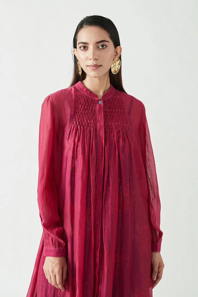 Fuschia Chrissy Smocking Tunic