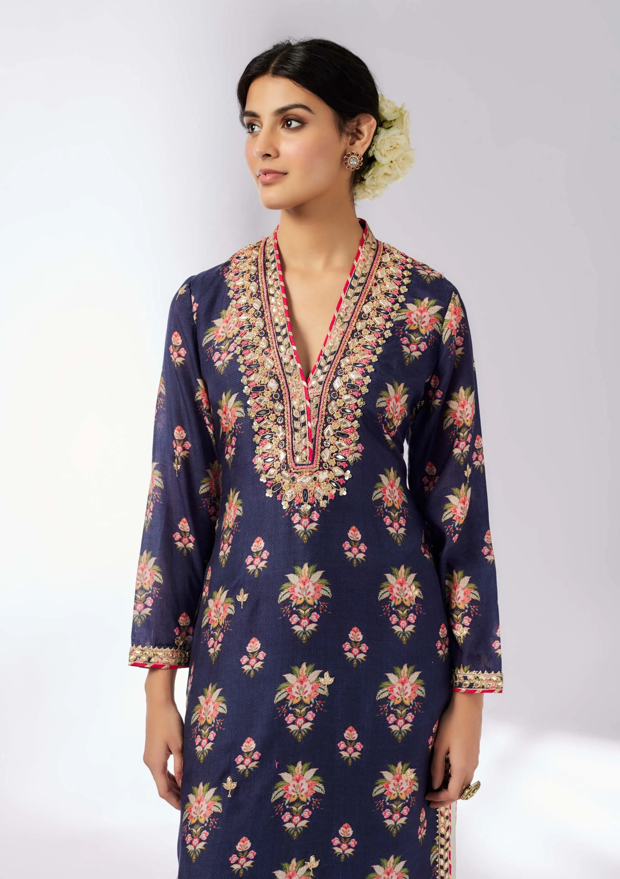 Gargi printed navy tunic