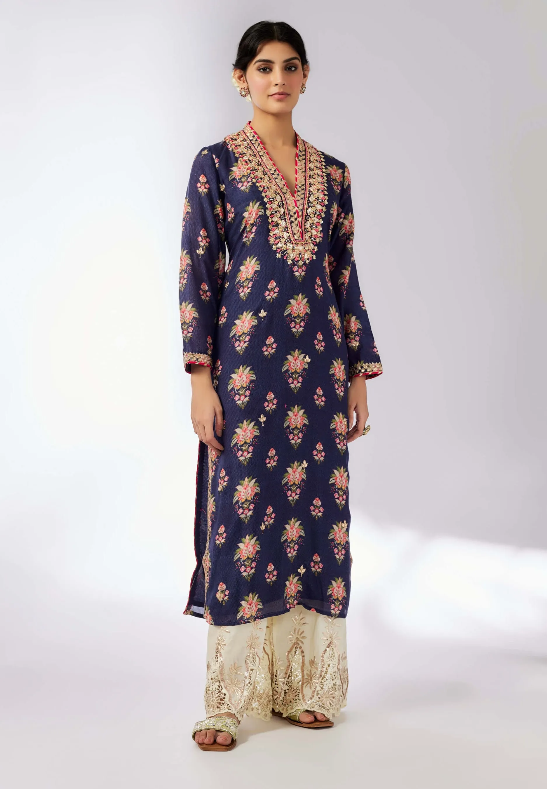 Gargi printed navy tunic