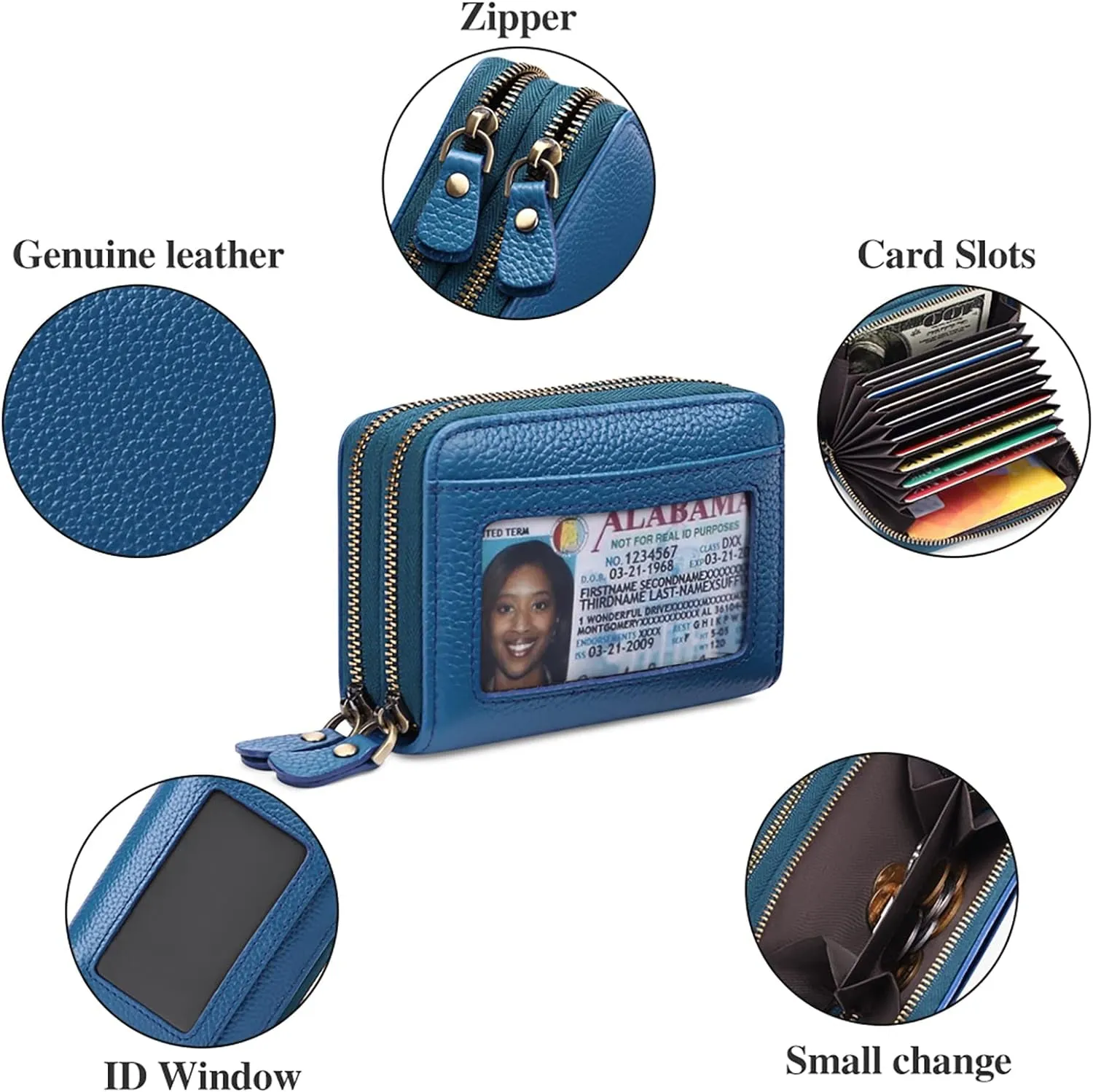 Genuine Leather Accordion Small Wallet for Women