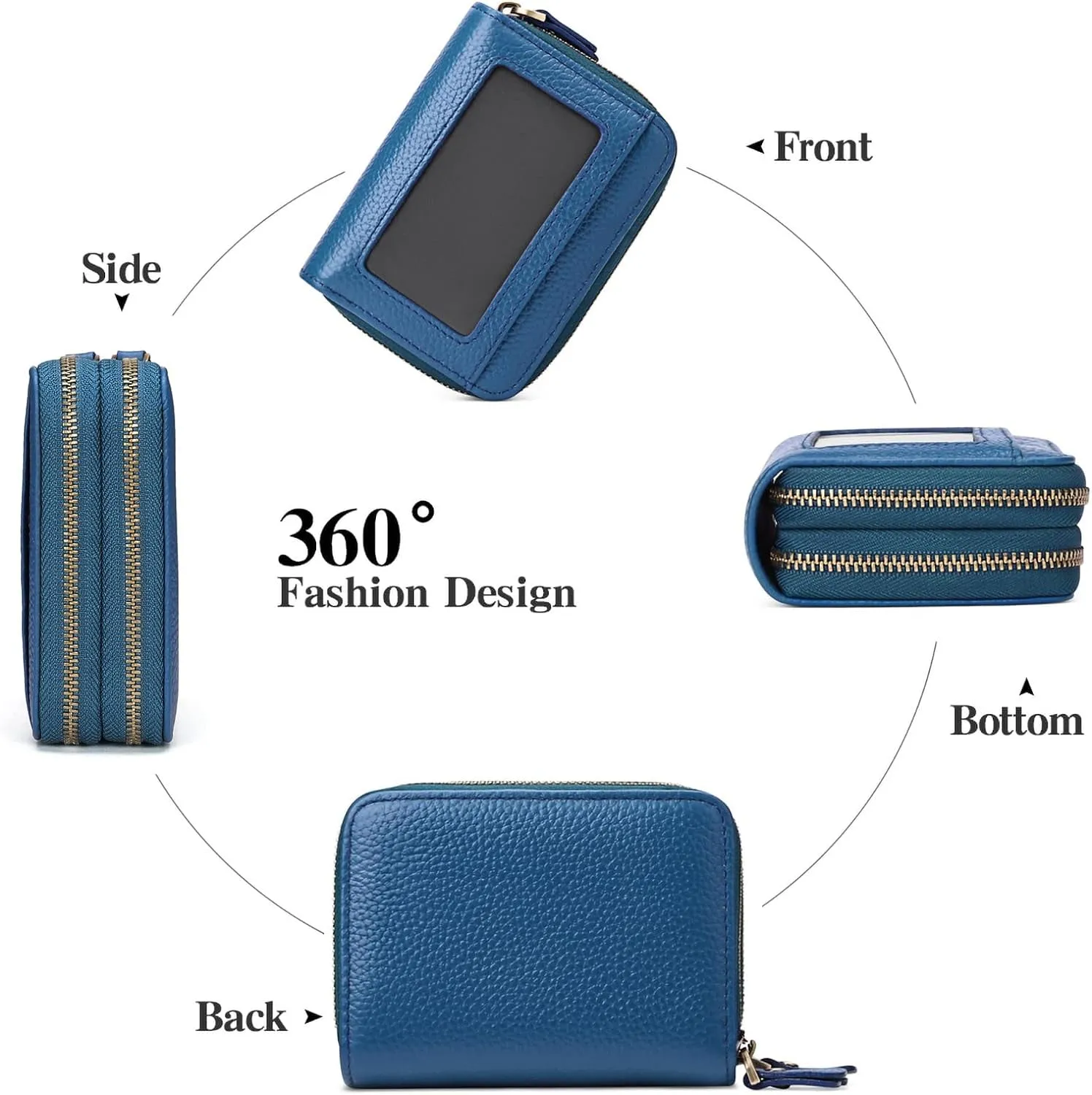 Genuine Leather Accordion Small Wallet for Women