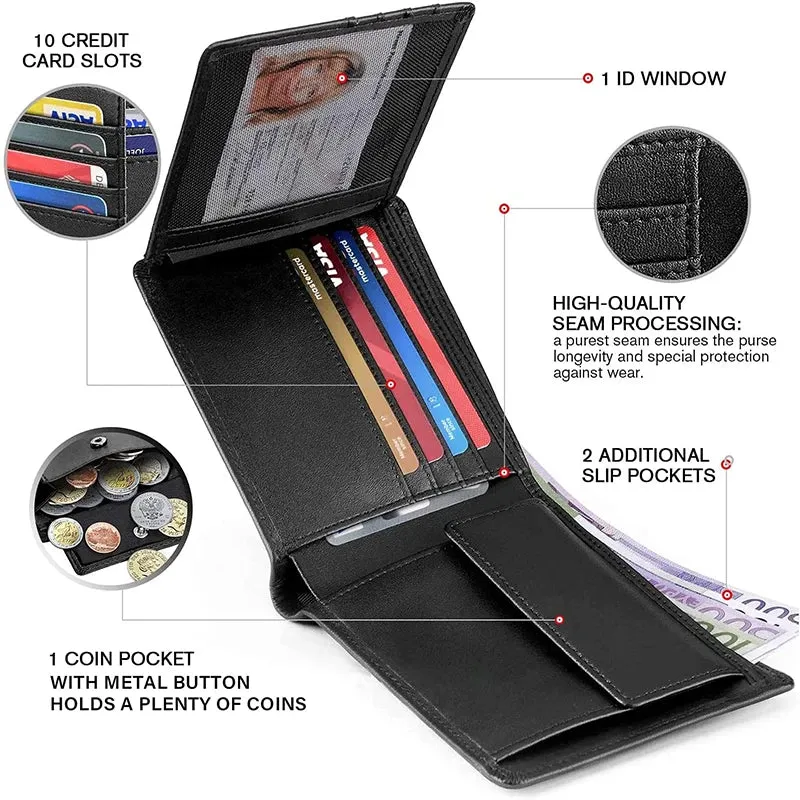 Genuine Leather RFID Trifold Wallet