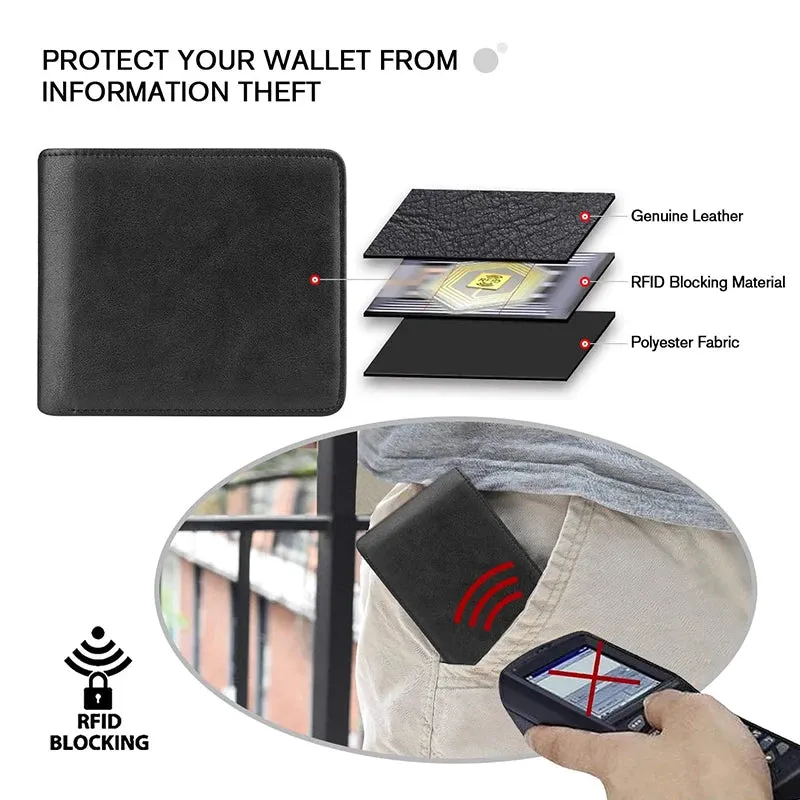 Genuine Leather RFID Trifold Wallet
