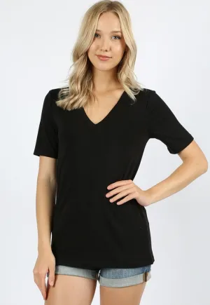 GEORGIA V NECK TEE BLACK