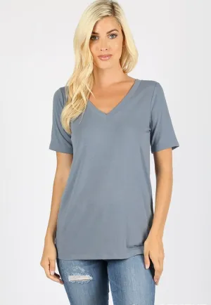 GEORGIA V NECK TEE GREY
