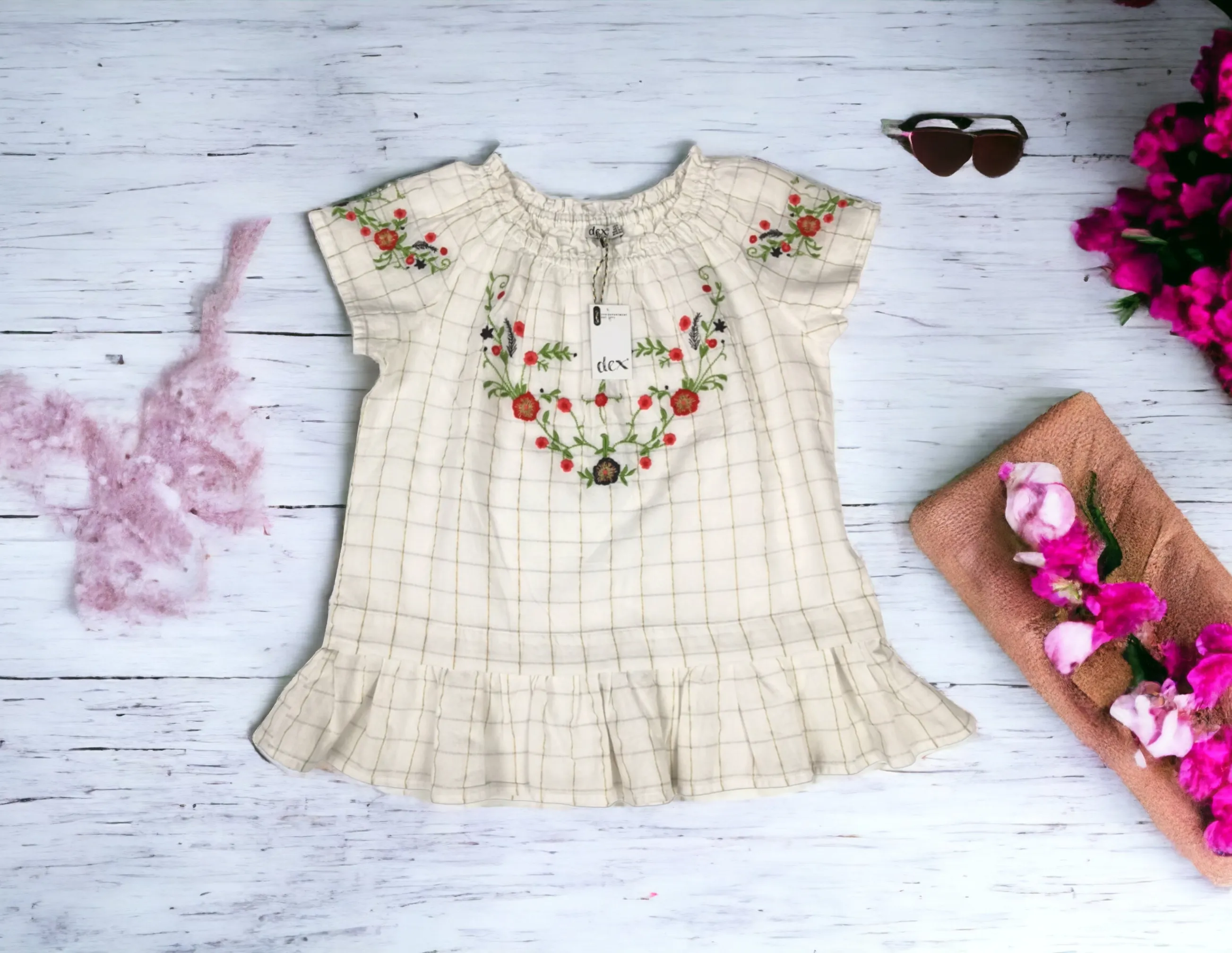 GIRL SIZE MEDIUM / LARGE (10/12 YEARS) - DEX Kids, Bohemian Dress Top NWT B46