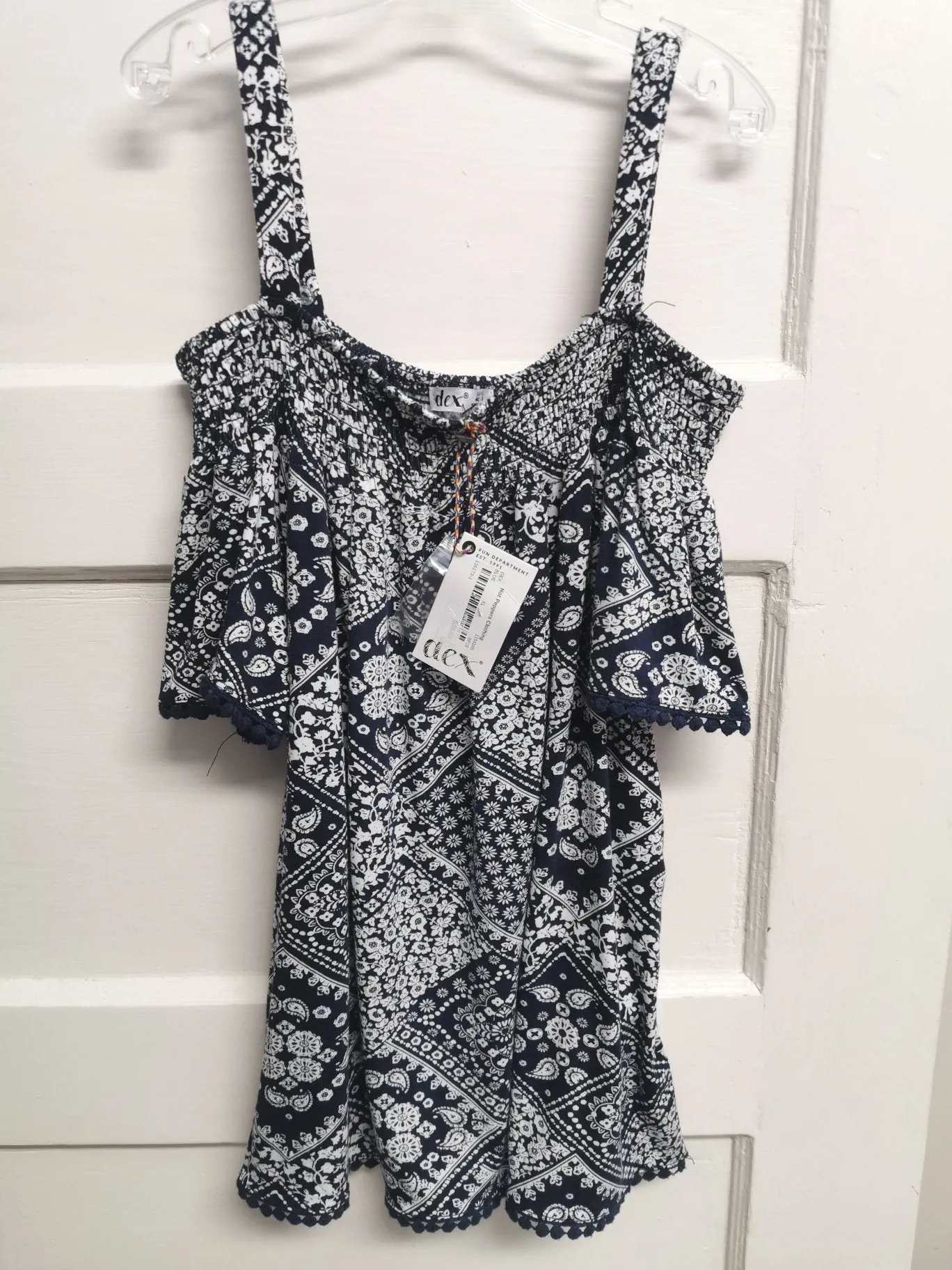 GIRL SIZE XL (14/16 YEARS) - DEX Kids, Bohemian, Cold Shoulder Dress Top NWT B47