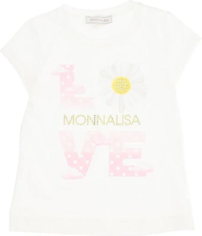 Girls Ivory & Pink Love T-Shirt