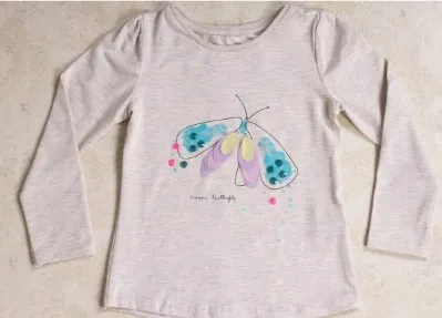 Girls Long Sleeve Butterfly T-shirt