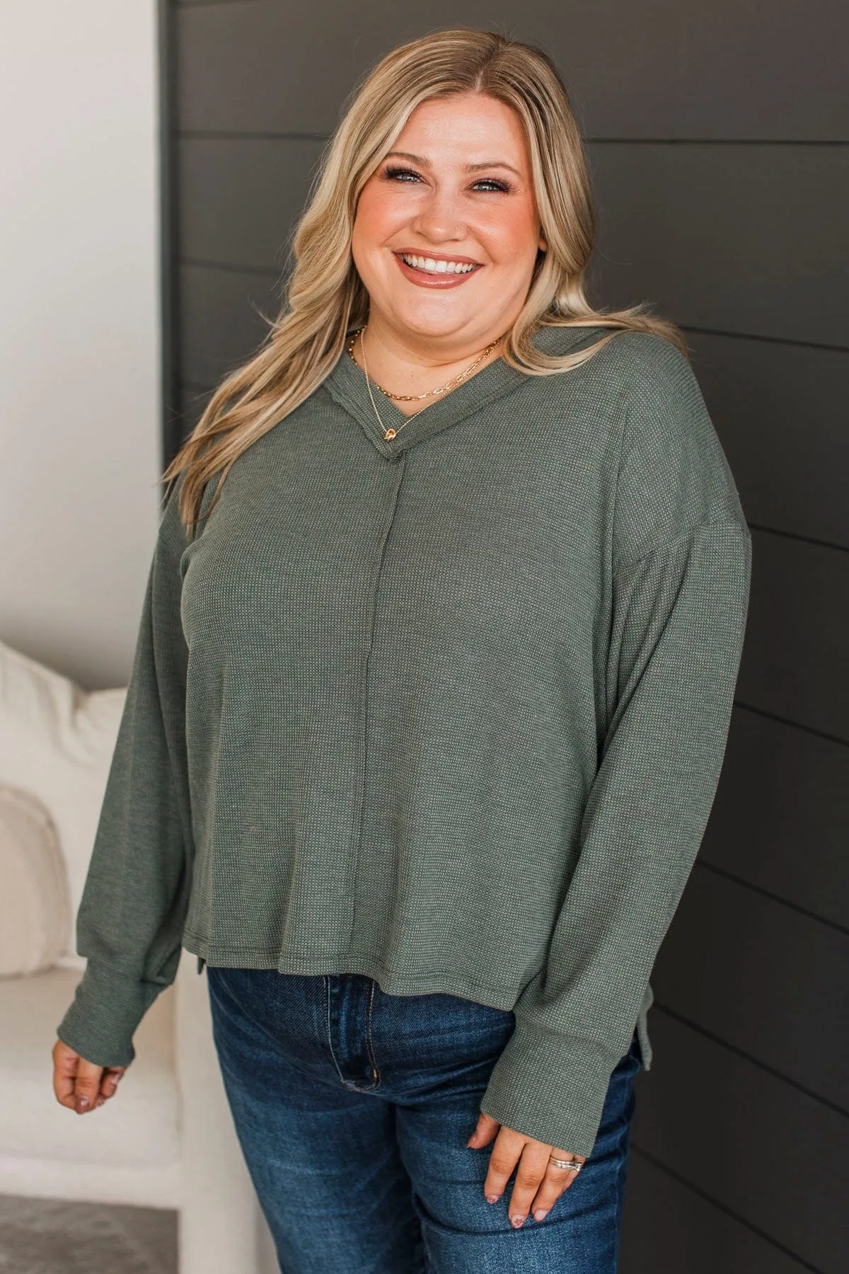 Give A Little Love V-Neck Top- Olive