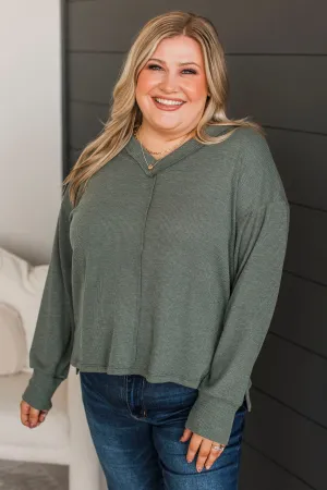 Give A Little Love V-Neck Top- Olive