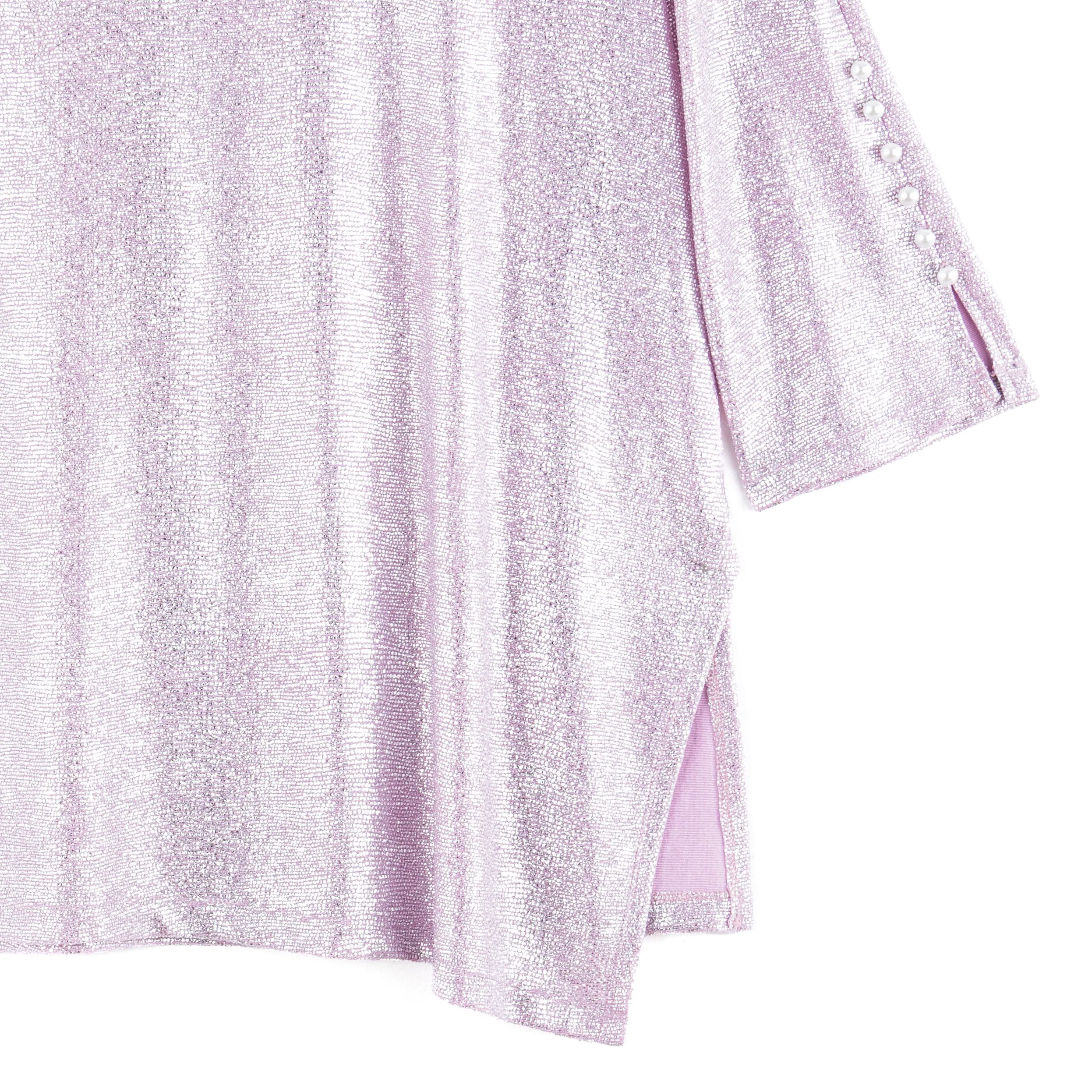 Glitter Foil - Pearl Cuff Asymmetrical Reverse Hi-Low Tunic - Final Sale!